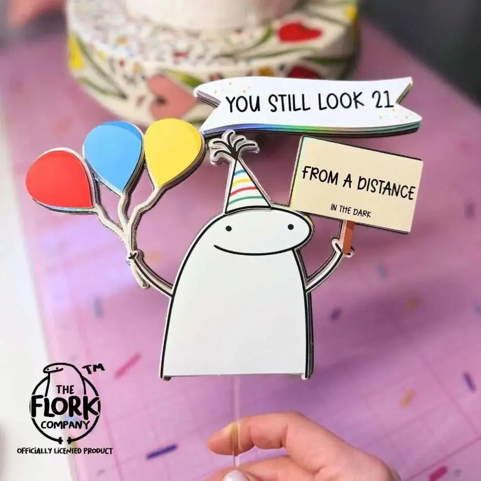 Flork Birthday Cake Topper - Funny Meme Party Decor