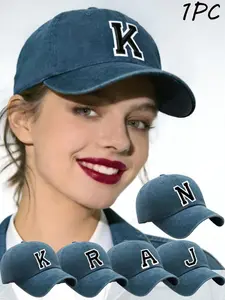 1 Piece A-Z Vintage Washed Baseball Cap, Adjustable Breathable Dad Hat for All Seasons, Casual Unisex Style for Travel and Beach, Hat Accessory