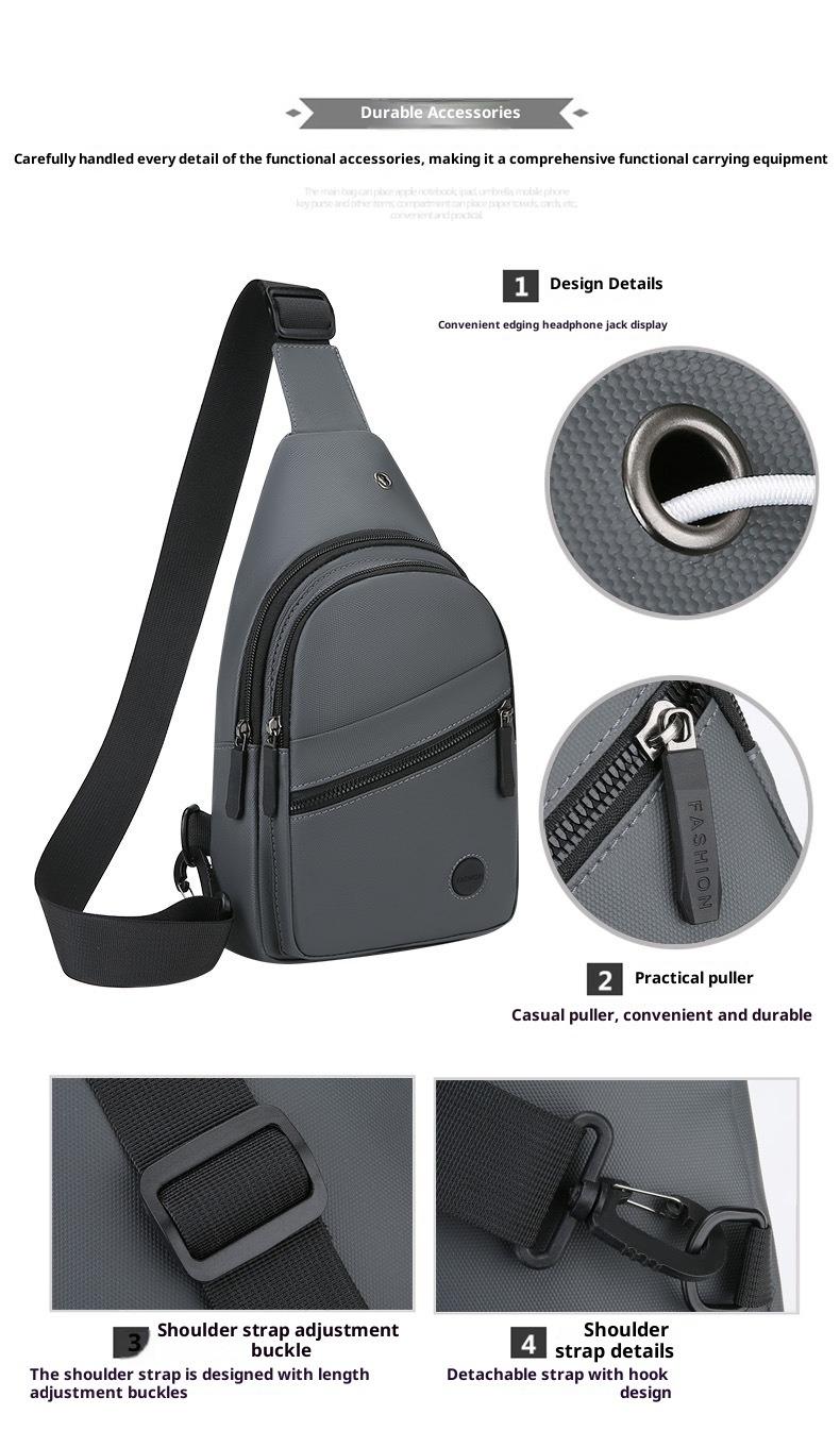 Waterproof Sling Bag for Men, Multi-Color Chest Crossbody Backpack - Lightweight Chest Bag with Headphone Port, Removable Buckle Side Pocket, Adjustable Strap for Travel, Daily Outings, Gym & Outdoor Activities