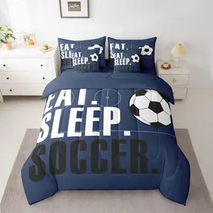 Feelyou 7-Piece Football Print Bedding Set - Soccer Motif Bed-in-a-Bag with Soccer Field Comforter, Sheets, Machine Washable, Multi-Size, Gift for Football Enthusiasts