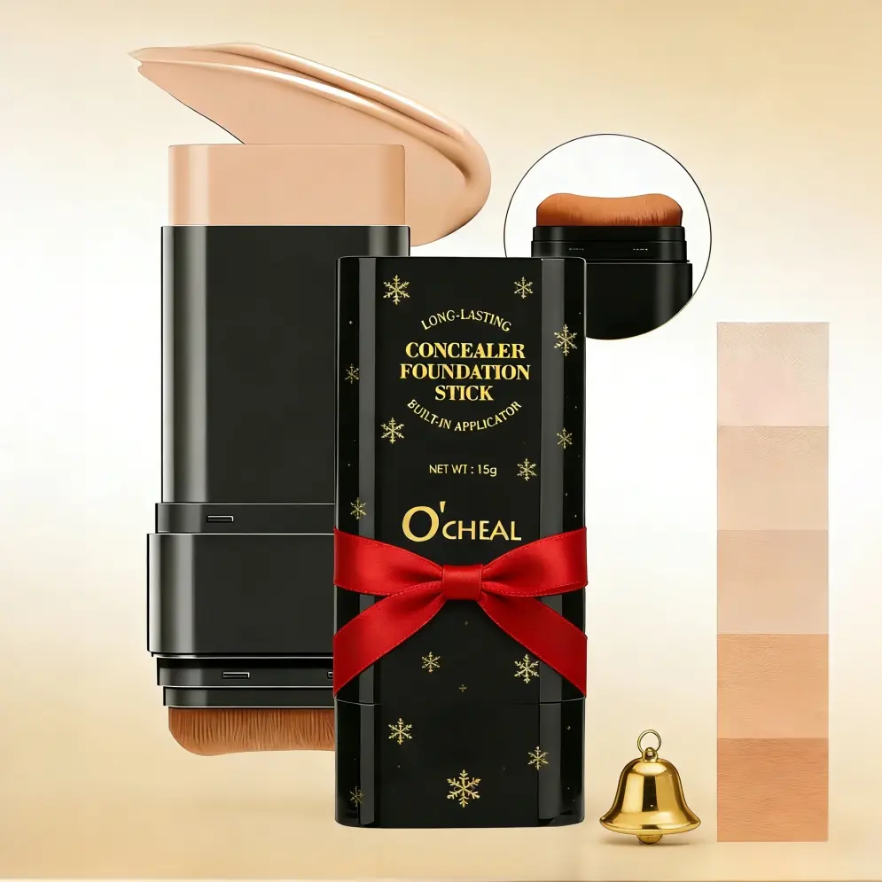 Dual-Ended Foundation Stick - 2-in-1 Concealer & Highlighter for Acne Coverage, Smoothing, Even Skin Tone, Flawless Contour, All-Day Wear, All Skin Types, 5 Shades, Ideal for Makeup Routine (Concealer & Foundation Cosmetic), Foundation Routine