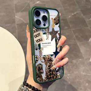 Magnetic Compatible Case for iPhone 17 16 E Pro Max 15 Plus 14 13 12 11 XS XR, Pastel Leopard Faith Collage Print | Silicone, Lightweight, Aesthetic, Scratch Resistant, and Cute Protection