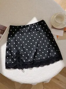 European and American Style Lace Patchwork High Waist Short Skirt, Summer Anti-Exposure Lining, A-Line Midi Dress, Sexy Slimming Mini Skirt