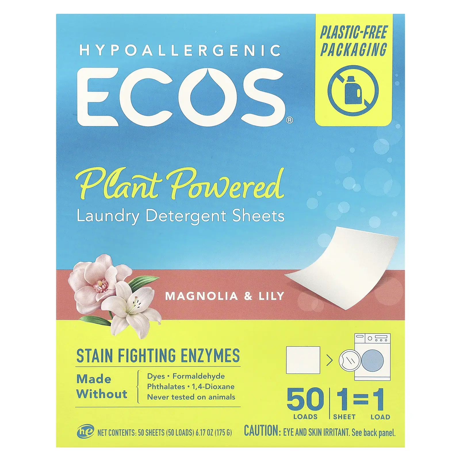 Ecos®, Plant Powered Laundry Detergent Sheets, Magnolia & Lily, 50 Sheets Ecos®, Plant Powered Laundry Detergent Sheets, Magnolia & Lily, 50 Sheets