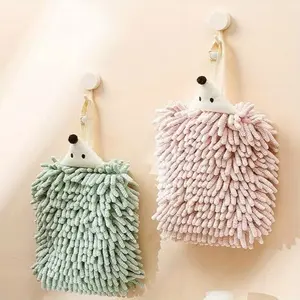 Cute Chenille Hand Towels Set of 2, Super Soft High Absorbent Thick Hanging Towels, Quick Dry Bathroom Kitchen Towels, Hangable, Decorative Towels