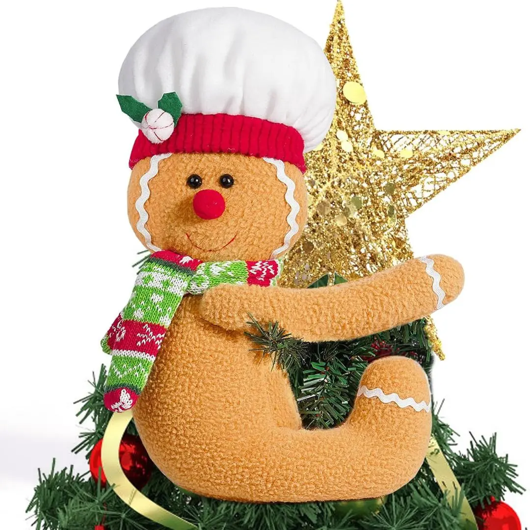 Gingerbread Christmas Tree Topper, Gingerbread Christmas Decorations, Holiday Xmas Decorations Funny Home Decor Wine Bottle Curtain Ornaments