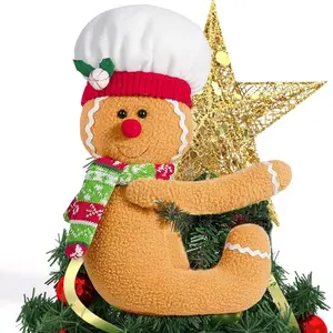 Gingerbread Christmas Tree Topper, Gingerbread Christmas Decorations, Holiday Xmas Decorations Funny Home Decor Wine Bottle Curtain Ornaments