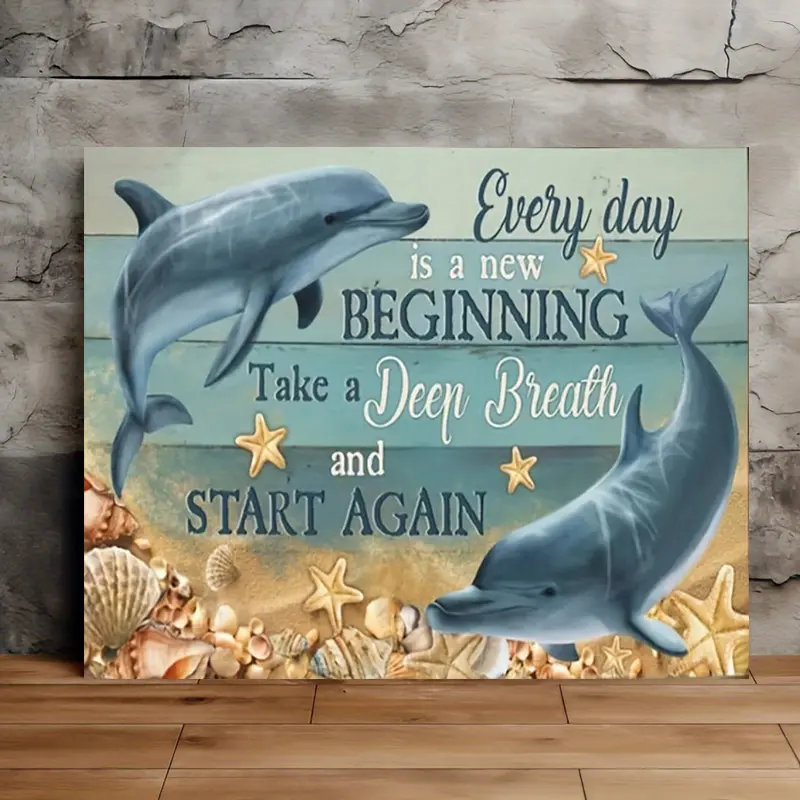 12x16 in Inspirational Dolphin Canvas Wall Art - Frameless Motivational Poster, Home Decor, Bedroom Decor for Living Room, Office
