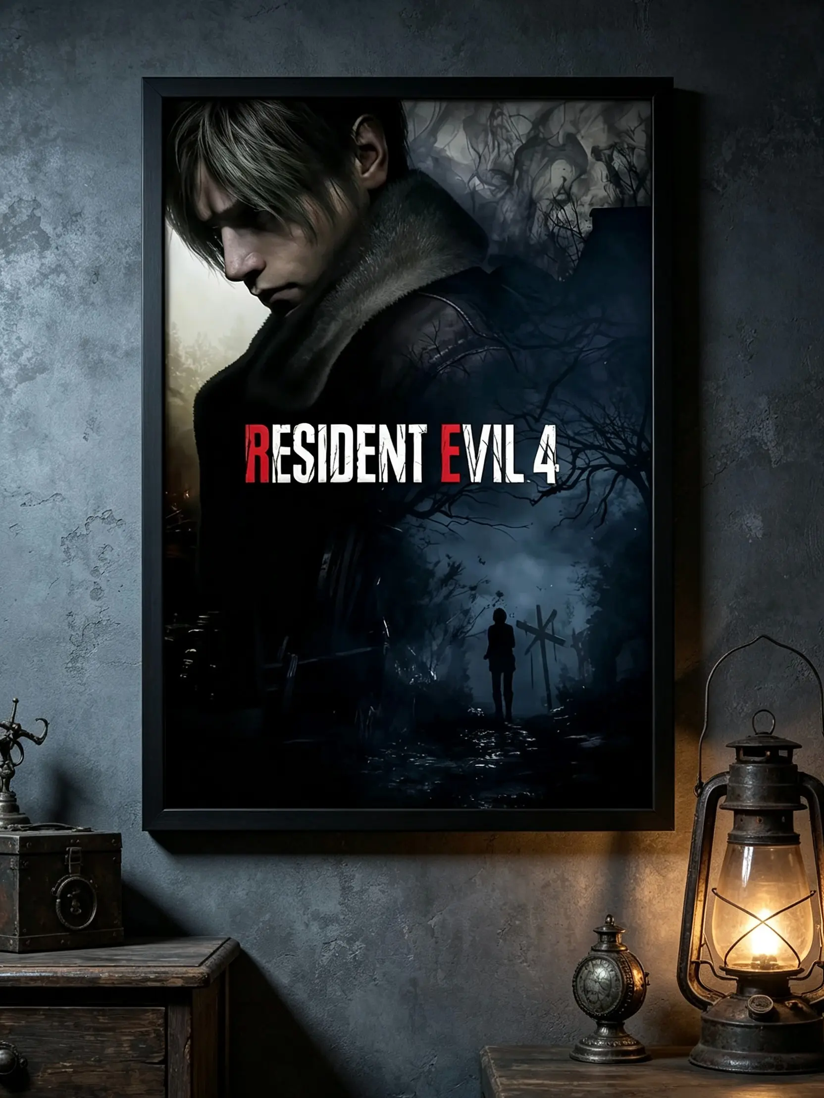 Resident Evil 4 Canvas Poster - Leon Kennedy Albert Wesker Ada Wong High Definition Character Artwork, Cool Room Decor for Bedroom Office, Home Supplies Gift for RE Fans