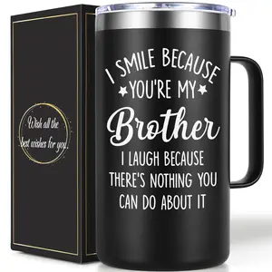 Lifecapido Brother Gifts from Sister Summer 20oz Stainless Steel Vacuum Insulated Tumbler with Lid Straw Reusable Travel Drinkware for Iced Cold Coffee for Brother Birthday Grad Xmas Thanksgiving Giftf or Brother Dad Son Workmate summerwins