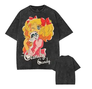 Candy candy Anime T-Shirt - Unisex Acid Washed Lightweight Cotton Top, Gift for Anime Lover Womenswear Apparel