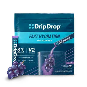 DripDrop Grape Electrolyte Powder, 8 oz sticks, 32 count