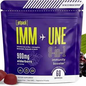 Jetpack Immune 9-in-1 Travel Vitamin Gummies with 900mg of Elderberry PLUS Vitamin C, D, Zinc, Echinacea and MORE!!