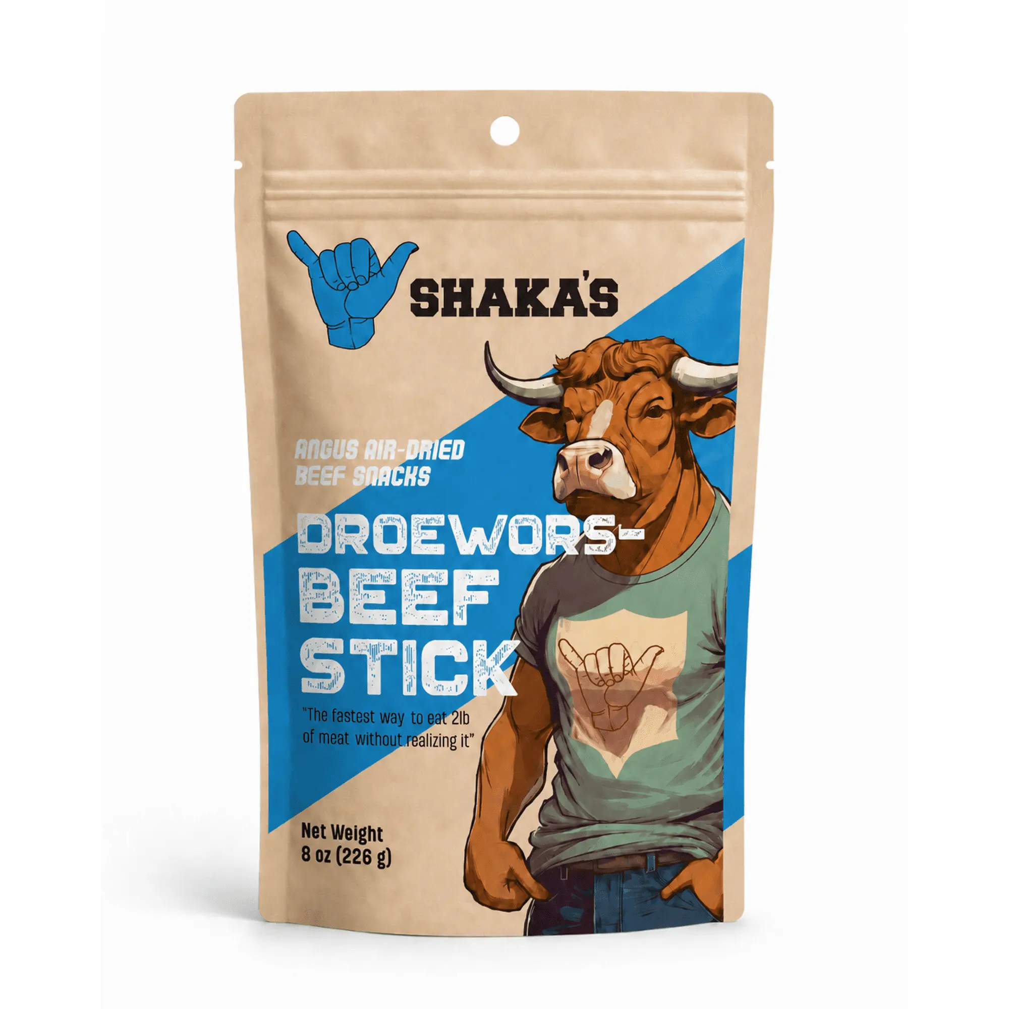 SHAKA'S Angus Air-Dried Beef Snacks Biltong Droewors, 8 oz
