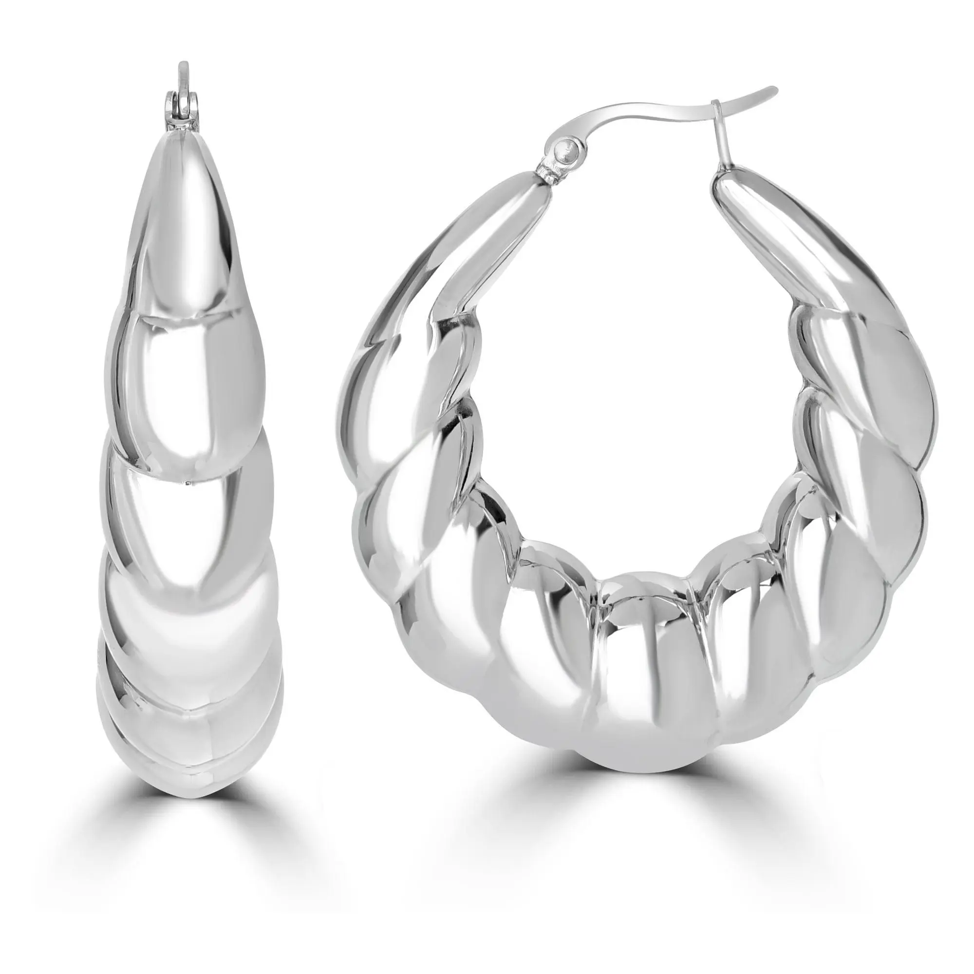 Steel By Design Graduated Puff Hoop Earrings