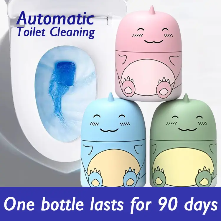 Cute Dinosaur-Shaped Toilet Bowl Cleaner Bottle, Bathroom Toilet Tank Cleaner with Ocean Scent Lasts Up to 90 Days, Powerful Stain Removal, Long-Lasti