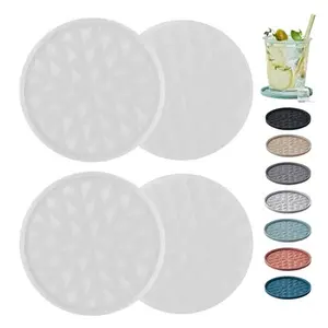 Silicone Coasters for Drinks[4 Pack]- Cup Mat for Tabletop Protection-Non-Slip, Non-Stick, Coffee Table Decor, Housewarming or Wedding Gift, Translucent