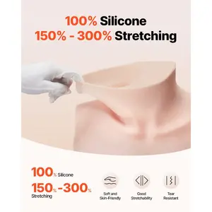 VEVOR Silicone Breastplate, D-Cup High Neckline Fake Breasts for Crossdressers, Realistic Silicone-Filled Fake Boobs Breast Forms for Transgender Cosplay Drag Queen, Ivory