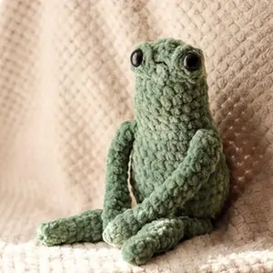 Basil The Frog Crochet Handmade Soft Green Plush Toy for Kids