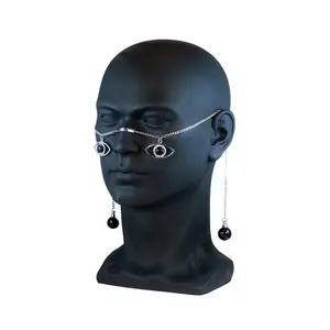 Double Vision Onyx Eye Face Chain with Perfume Bottles