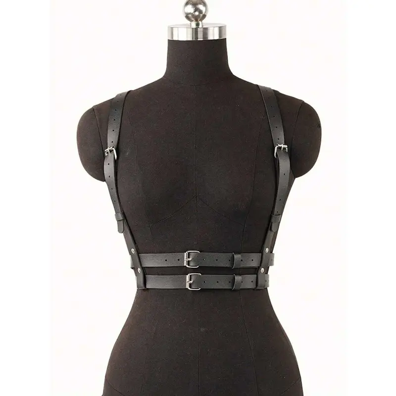 High Waisted Harness Belt PU Leather Adjustable Body Chain Fashion Accessory Women PU Leather Harness Waist Belt Adjustable Punk Body  main image 4