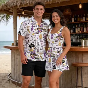 Hannah Montanna 2026 Vacation Couple Set Dress and Shirt Hawaii, Matching Outfits For Men Women, Retro Pop Star Nostalgia Beach Trip Holiday Gift | 250326.R0694.ID01