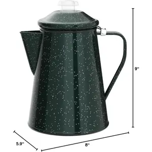 Outdoors Percolator Coffee Pot| Enamelware Campfire Coffee Boiler Kettle for Outdoor Camping Cookware, Cabin, RV, Kitchen, Hunting & Backpacking