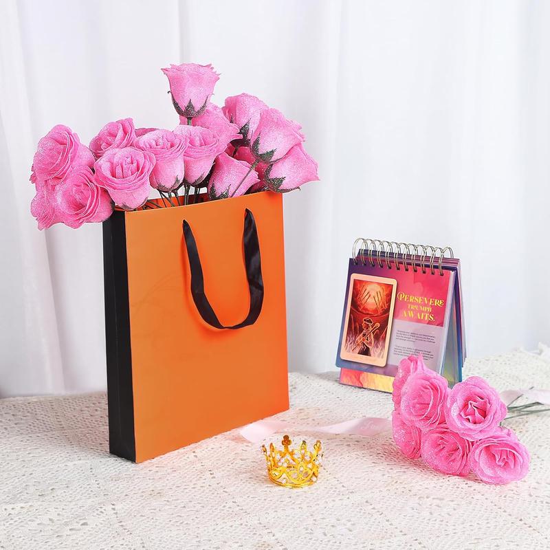 25 Pcs DIY Glitter Roses: Artificial Bouquet of Shiny Fake Flower Bouquet, Perfect for Mothers Day Gift,Anniversary,Weddings