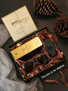 4-Piece Men's Luxury Perfume, Stylish Glasses, and Watch Gift Set, Anniversary Box, Perfect Father's Day Present for Dads and Anniversaries