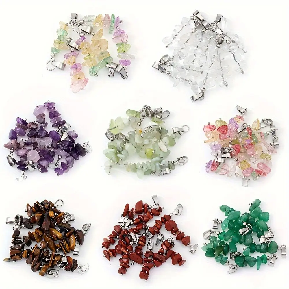 Natural Gemstone Flea Pendant Connectors, 10/20/30pcs Charm Clasps, Dual Plated 304 Stainless Steel Buckles for DIY Jewelry, DIY Jewelry Making