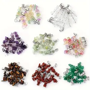Natural Gemstone Flea Pendant Connectors, 10/20/30pcs Charm Clasps, Dual Plated 304 Stainless Steel Buckles for DIY Jewelry