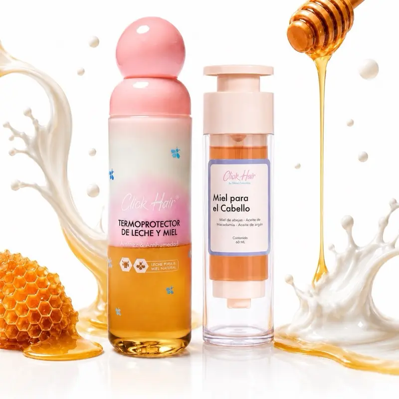Click Hair Gold Honey Duo - 250ml Heat Protectant Milk, 60ml Hair Honey Treatment