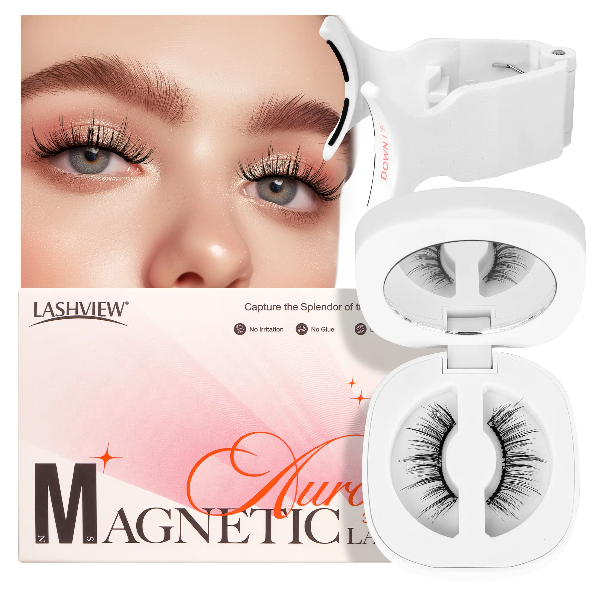 [tiktokshopsummersale]LASHVIEW Reusable Soft Magnetic Lashes with Applicator No Glue or Eyeliner Needed Lightweight Natural springtok Makeup Eyelashes Cosmetic