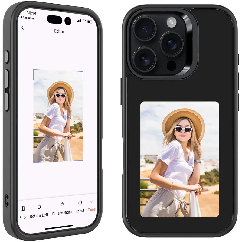 Upgraded Smart Ink Phone Case – 3.87" 4-Color E Ink Screen, 480×800 Resolution, NFC Digital Picture Phone Case, DIY Photo Transfer, Smart Ink Case Compatible with iPhone 15 pro max – 16pro max'