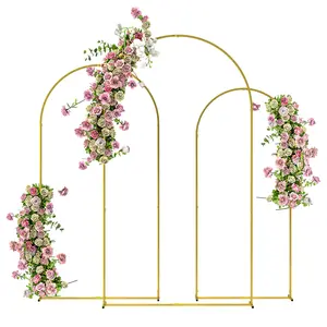Metal Arch Backdrop Stand Set of 3, 7/6.5/6 ft Wedding Arch Frame, Balloon Backdrop Arch Stand Set for Birthday Party, Bridal Shower, Graduation, Ceremony, Banquet Decorations, Gold