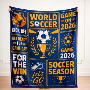 World Soccer 2026 Throw Blanket, Soccer Season Game Day Blanket, Soft Flannel Football Fan Blanket for Couch Bed, Decor Gift for Men Women Kids
