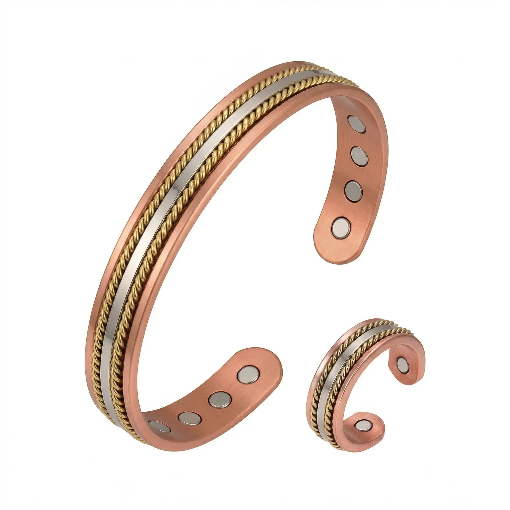 Copper Bracelet for Women with Magnetic Therapy Bangle Buy a Get a Ring Free Gift Health Jewelry Gift