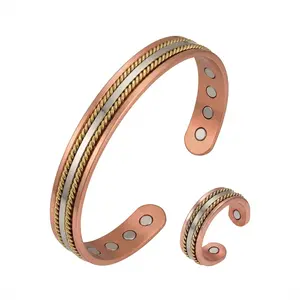 Copper Bracelet for Women with Magnetic Therapy Bangle Buy a Get a Ring Free Gift Health Jewelry Gift