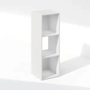 PELLI Bookcase, 3-Cube Bookshelf, Cube Storage Bookcase, 11.7 x 12.1 x 35.4, for Living Room Bedroom Home Office, White