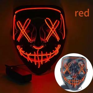 2025 New Halloween LED Mask Scary Skeleton Glow in The Dark Purge Hacker Costume Party Unique Spooky Look Traditional Horror Face Scream Ghost Glow-inthe Dark Clown Glowing Skull Natural Full Face Carnival Squid Game Festival DJ Mask custom Light-Up Music