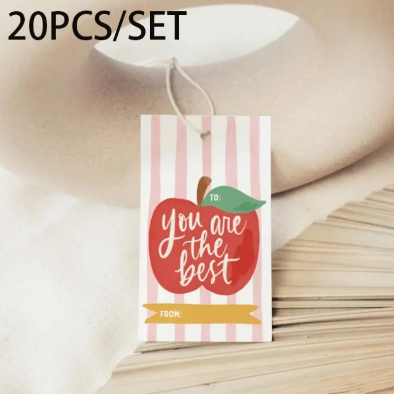 20pcs Teacher Appreciation Tags, Apple Cabana Stripe Design, Perfect for Classroom Gifts & Thank-You Notes, Ideal for Teachers' Day Celebrations