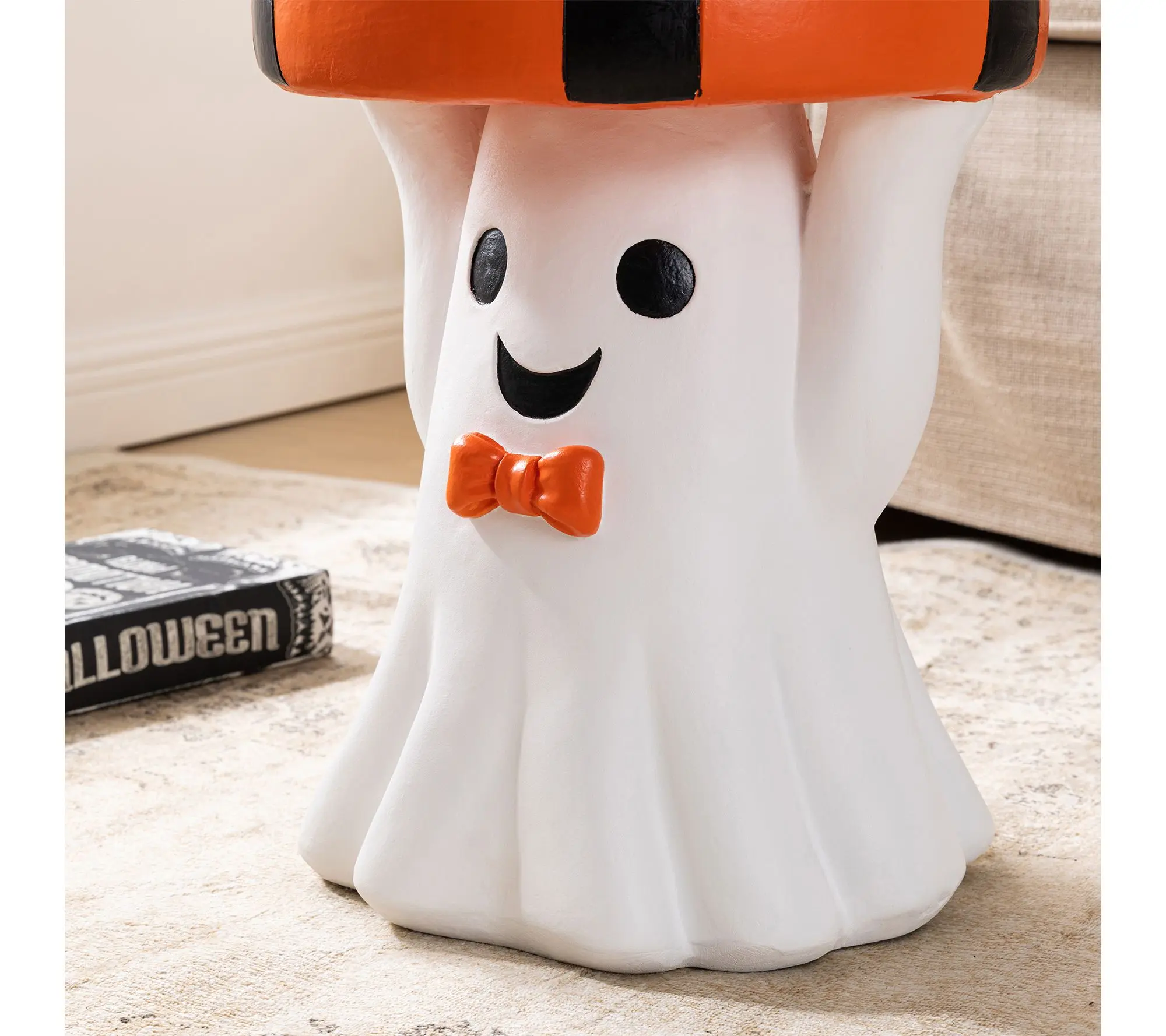 Glitzhome 14.75"H Halloween MGO Ghost Stool