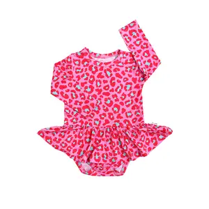 Zuri Leopard TUTU Soft Bamboo Baby Dress One Piece Valentine's Day Outfit