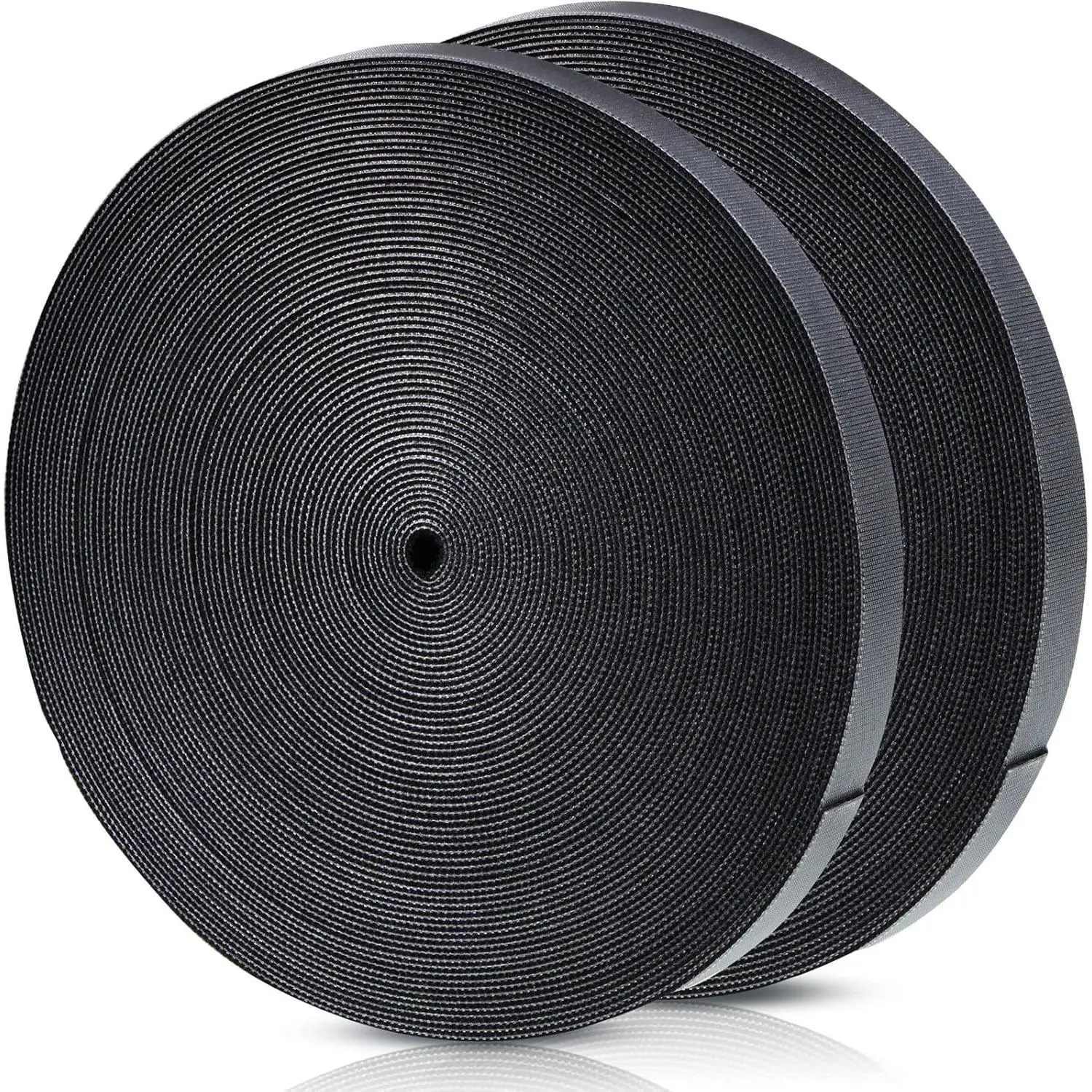 Synthetic Reusable Nylon Double-Sided Fastening Tape (2 Rolls) - 3/4" Width, 90ft Hook and Loop Straps, Adjustable Customizable Length, Easy to Remove, for Cable Management, Office Use (Black)