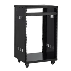 VEVOR 16U AV Rack, 200 lbs Max Capacity, Home Recording Studio Rack with Lockable Caster Wheels, Open Frame Server Cabinet, Special Vent Design, for 19-Inch Audio Video Musical IT Equipment Mounting