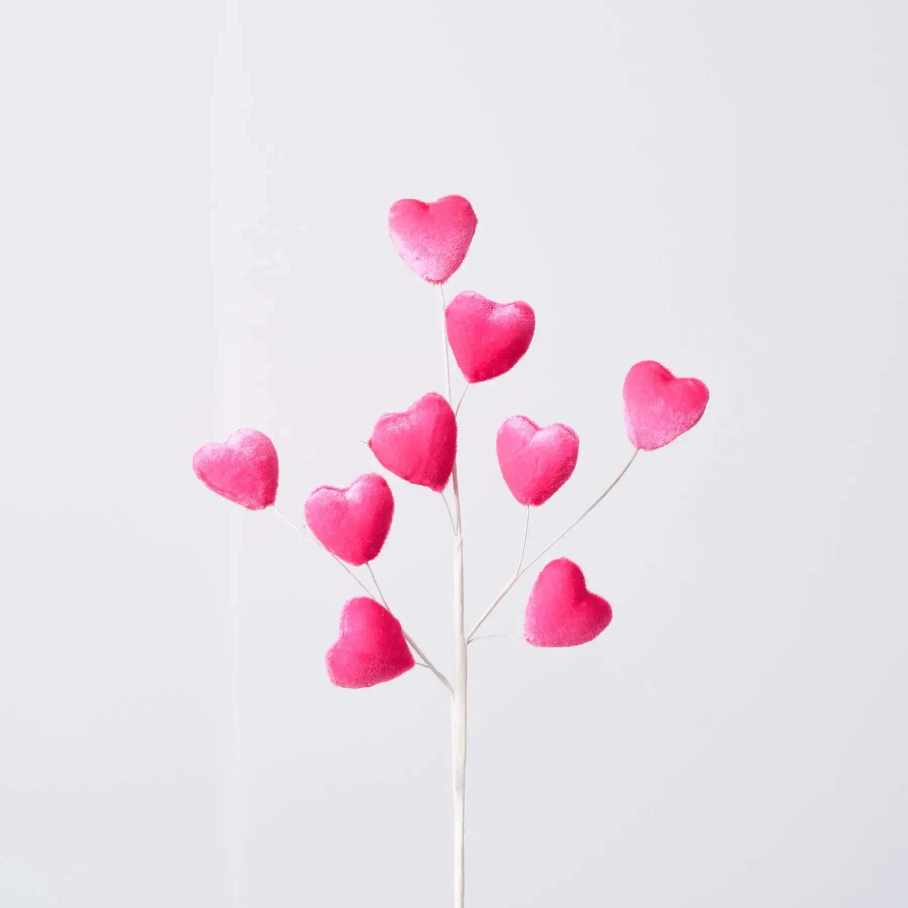 Pink Mini Velvet Heart Stem Spray Bunch, 20" Artificial Pink Flower Arrangement for Home Decor, Floral Home Supplies