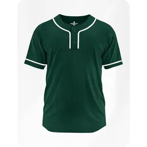 Exxact Sports Blank Baseball Jersey Men, 2-Button Plain Baseball Jersey, Sports Uniforms Women Softball Jersey Men - (Dark Green, A)