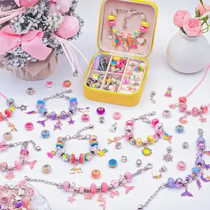 2026New Girl Charm Bracelet Making Kit 67pcs Jewelry Making Kits Rainbow Pink Purple Blue Jewelry Making Supplies Beading Kit Bracelets for Women Necklace Jewelry Unique Making Craft Birthday Christmas Girlfriend Craft Gift with Special Bag