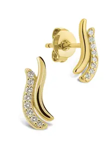 Pavé Crossover Huggie Earrings