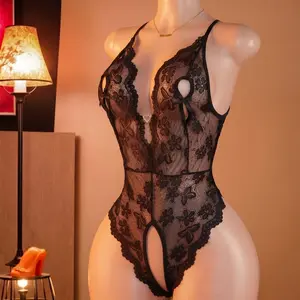 Sexy Lingerie for Women One Piece Bodysuit Deep V Lace Teddy Mini Babydoll Nightgown